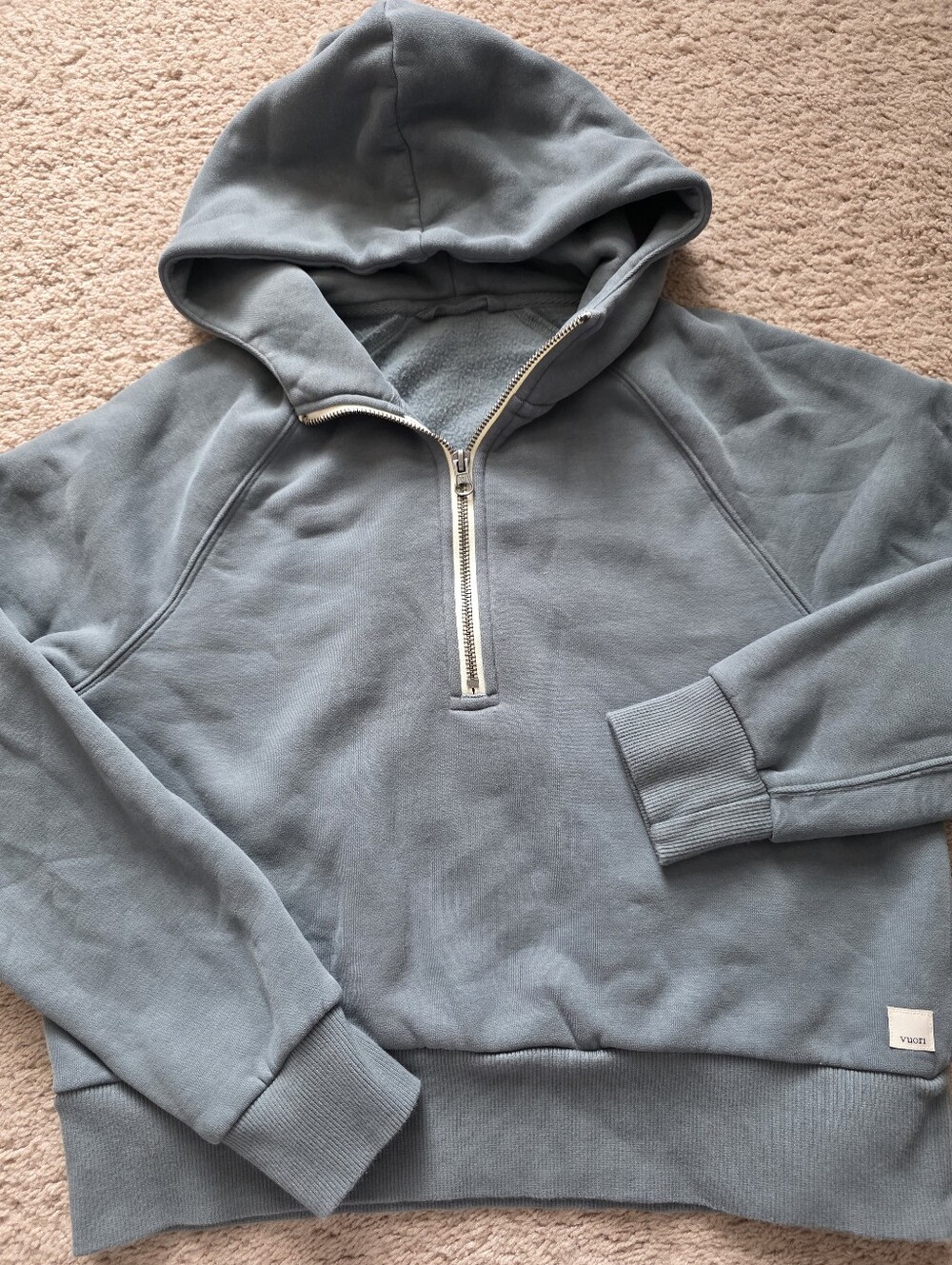 Vuori Women's Restore Half Zip Hoodie in Smoke Blue XS